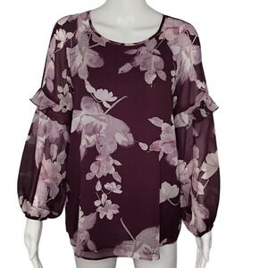 Calvin‎ Klein Purple Floral Top